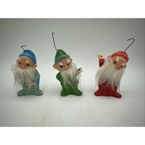 Decor Other - Vintage Elf Dwarf Ornaments Figures Christmas Decor Figurines 3” RARE